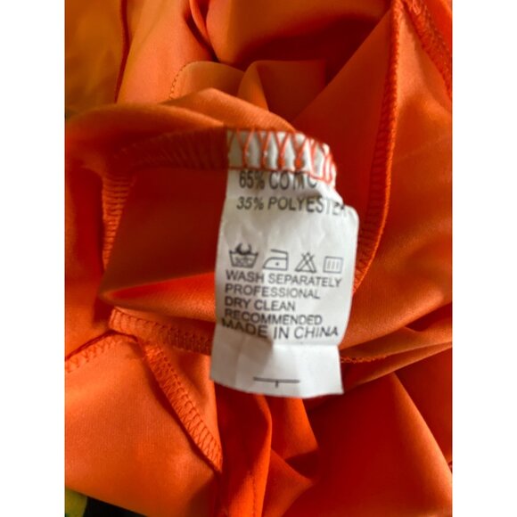 Orange Ruffle Dress XL Sexy Retro Pinup Stretch Classic Glamour Feminine Party - Picture 7 of 8